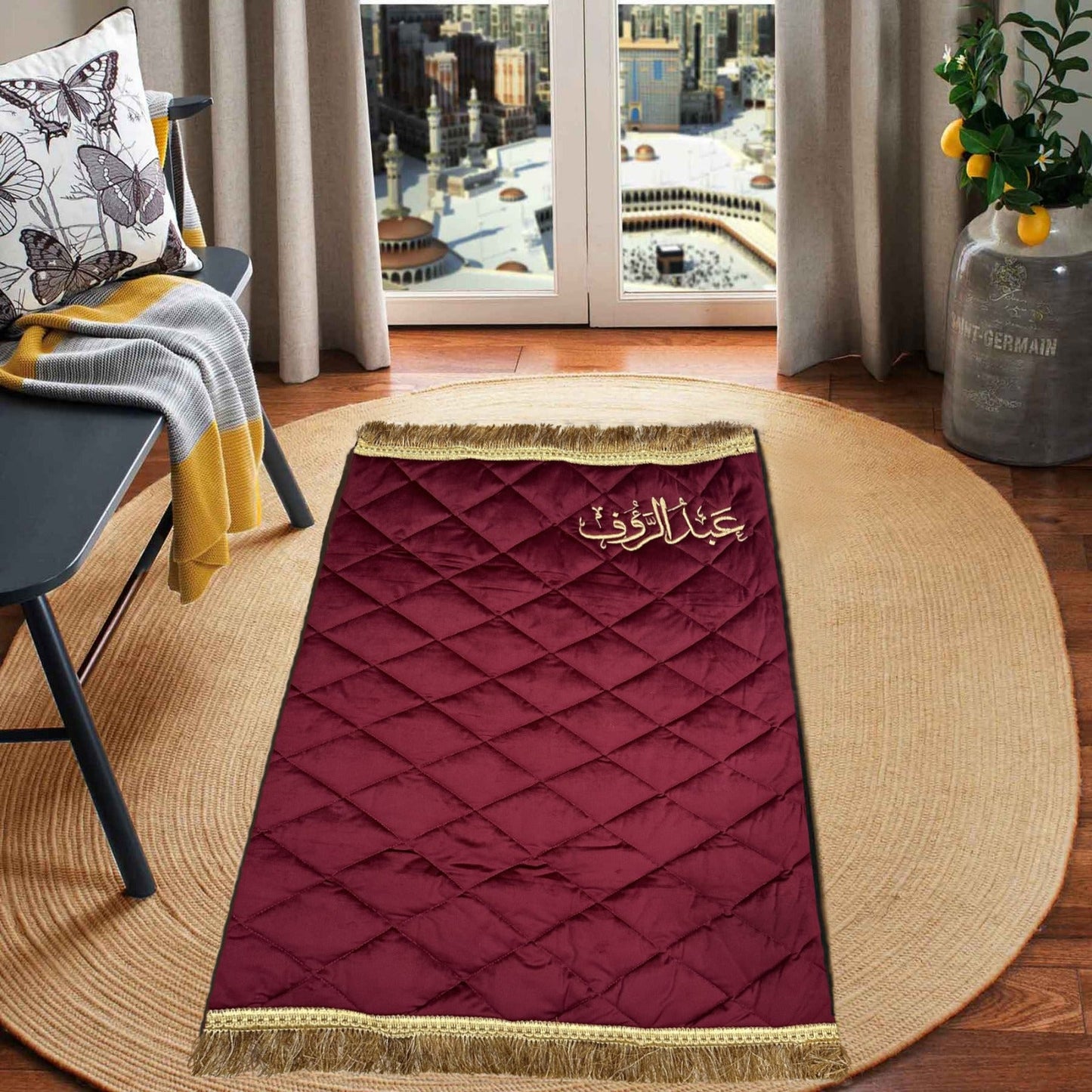 Adult Arabic Calligraphy Prayer Mat/Janamaz